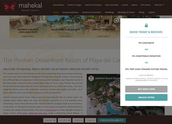 Mahekal Beach Resort – mẫu website resort tại Mexico
