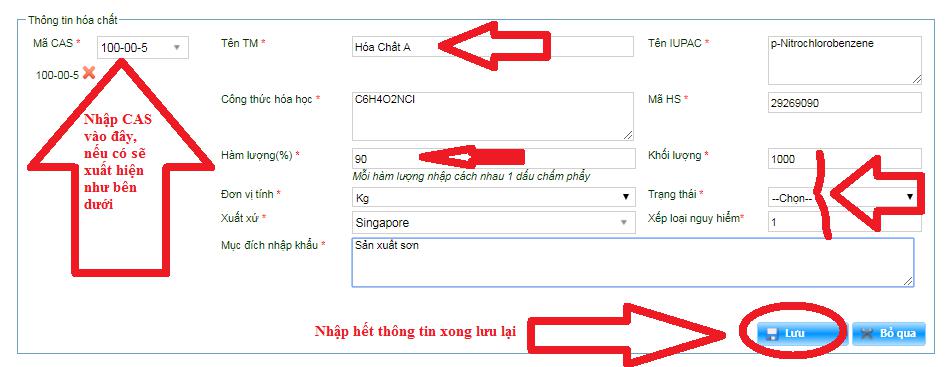 Quy trình khai báo hóa chất qua mạng