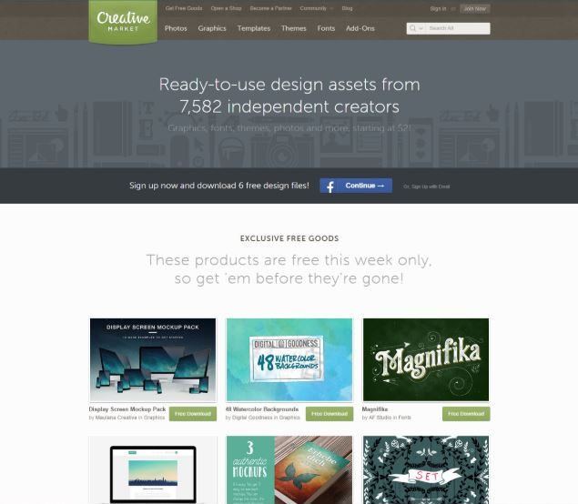 Creativemarket.com - Kho template website chuẩn SEO