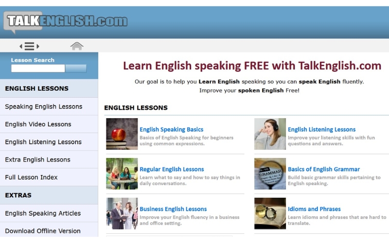 website luyện tiếng Anh Talk English